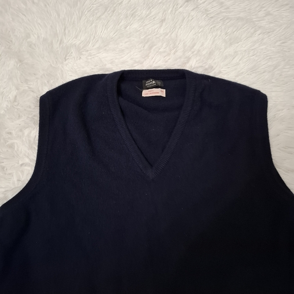 Brooks Brothers 100% Cashmere Sweater Vest V Neck Sleeveless Mens 44 L Navy Blue - Picture 6 of 8